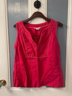 Boden Raspberry Pink Abigail Linen Sleeveless Top Blouse